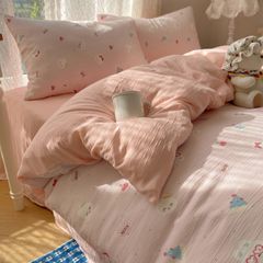 4Pcs Cotton Muslin Triple Layer | Set Cotton Linen 3 Lớp Bed Set | ID 4PCSGACCT02
