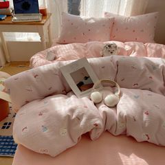 4Pcs Cotton Muslin Triple Layer | Set Cotton Linen 3 Lớp Bed Set | ID 4PCSGACCT02