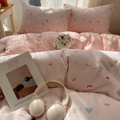 4Pcs Cotton Muslin Triple Layer | Set Cotton Linen 3 Lớp Bed Set | ID 4PCSGACCT02