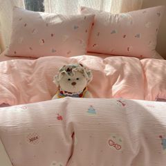 4Pcs Cotton Muslin Triple Layer | Set Cotton Linen 3 Lớp Bed Set | ID 4PCSGACCT02