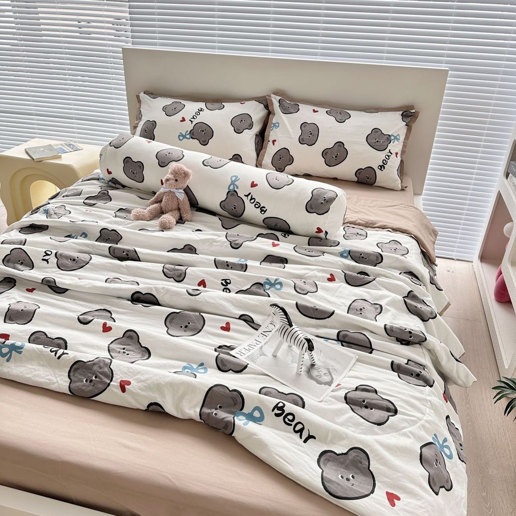 5Pcs Cotton Linen Beddingset Summer Quilt Zaza Home