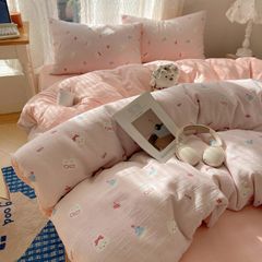 4Pcs Cotton Muslin Triple Layer | Set Cotton Linen 3 Lớp Bed Set | ID 4PCSGACCT02