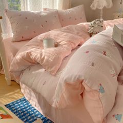 4Pcs Cotton Muslin Triple Layer | Set Cotton Linen 3 Lớp Bed Set | ID 4PCSGACCT02