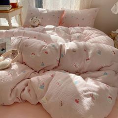 4Pcs Cotton Muslin Triple Layer | Set Cotton Linen 3 Lớp Bed Set | ID 4PCSGACCT02