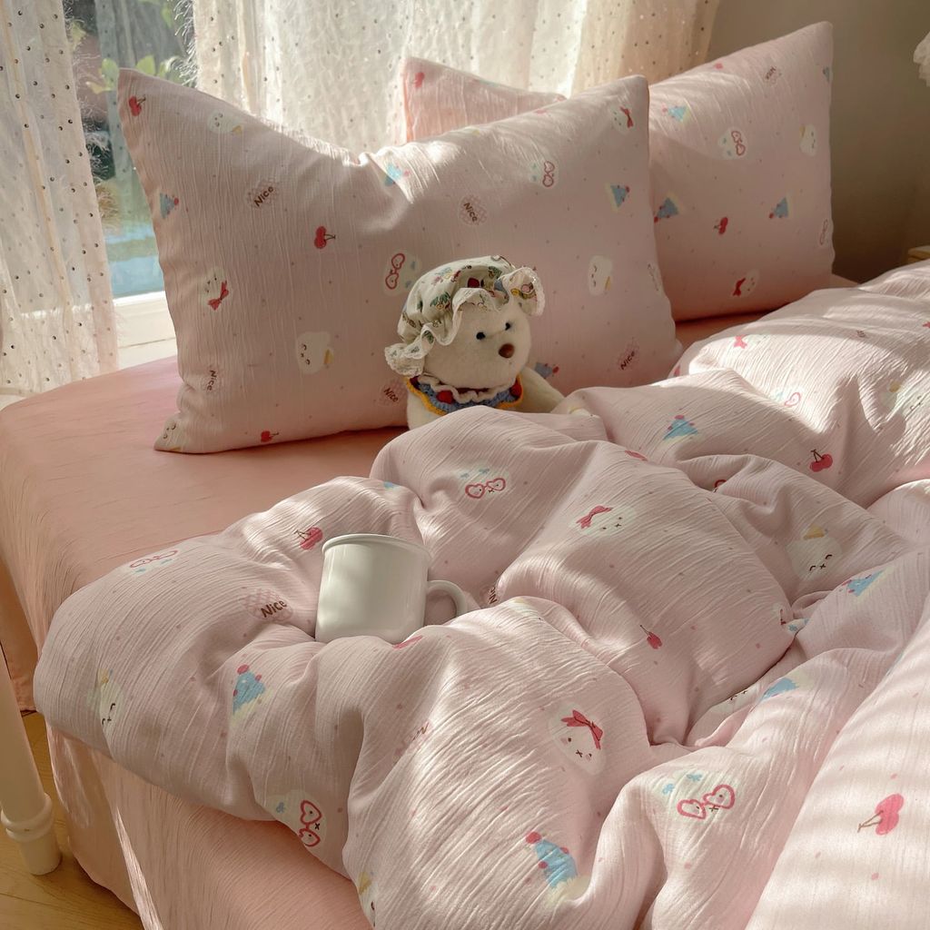 4Pcs Cotton Muslin Triple Layer | Set Cotton Linen 3 Lớp Bed Set | ID 4PCSGACCT02