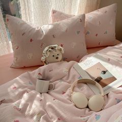 4Pcs Cotton Muslin Triple Layer | Set Cotton Linen 3 Lớp Bed Set | ID 4PCSGACCT02