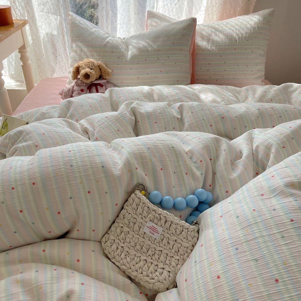 4Pcs Cotton Muslin Triple Layer | Set Cotton Linen 3 Lớp Bed Set | ID 4PCSGACCT18