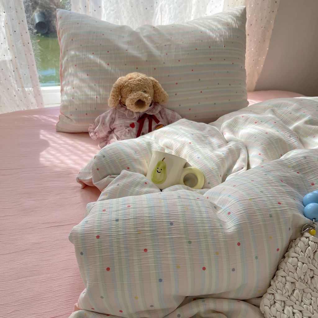 4Pcs Cotton Muslin Triple Layer | Set Cotton Linen 3 Lớp Bed Set | ID 4PCSGACCT18