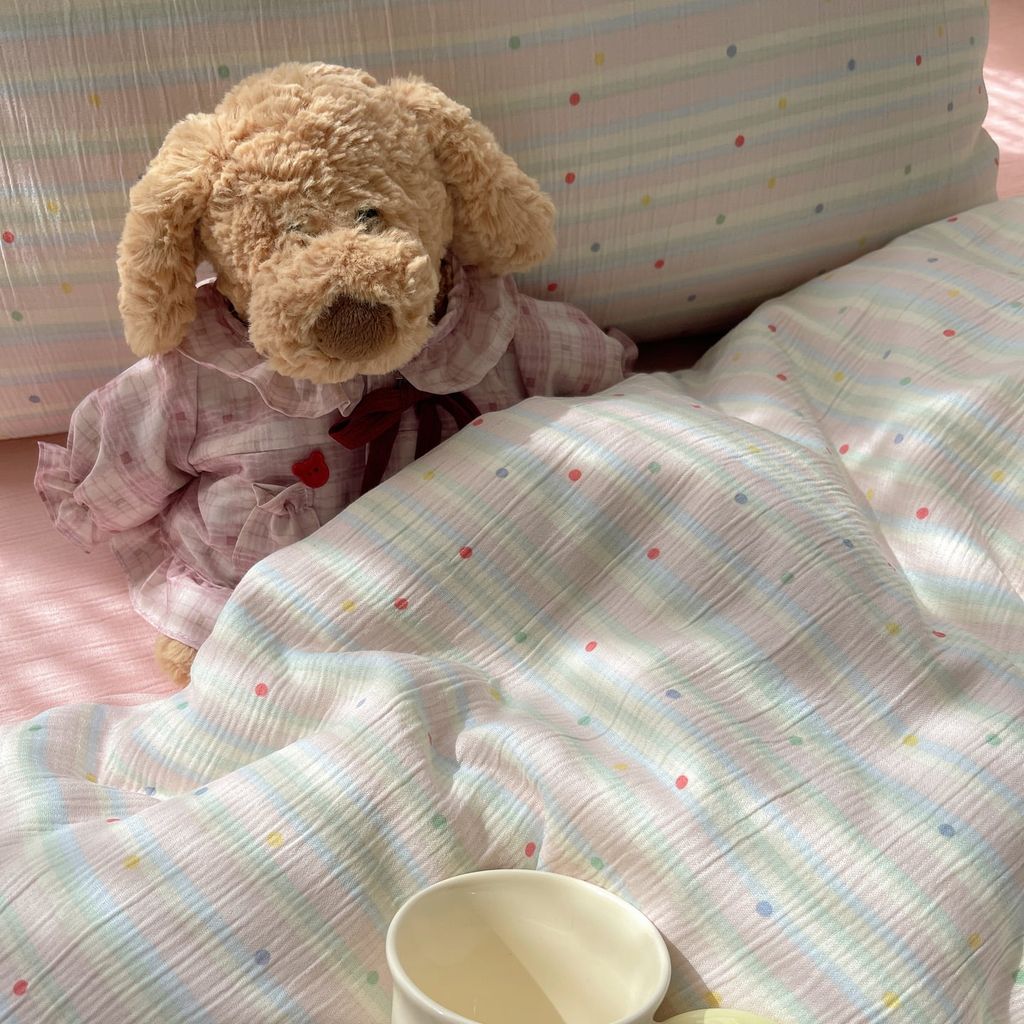 4Pcs Cotton Muslin Triple Layer | Set Cotton Linen 3 Lớp Bed Set | ID 4PCSGACCT18