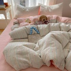 4Pcs Cotton Muslin Triple Layer | Set Cotton Linen 3 Lớp Bed Set | ID 4PCSGACCT18