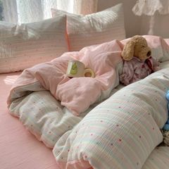 4Pcs Cotton Muslin Triple Layer | Set Cotton Linen 3 Lớp Bed Set | ID 4PCSGACCT18