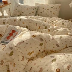 4Pcs Cotton Muslin Triple Layer | Set Cotton Linen 3 Lớp Bed Set | ID 4PCSGACCT17