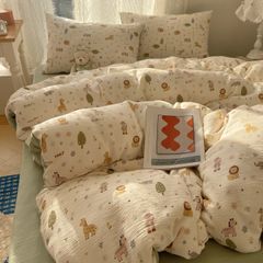 4Pcs Cotton Muslin Triple Layer | Set Cotton Linen 3 Lớp Bed Set | ID 4PCSGACCT17