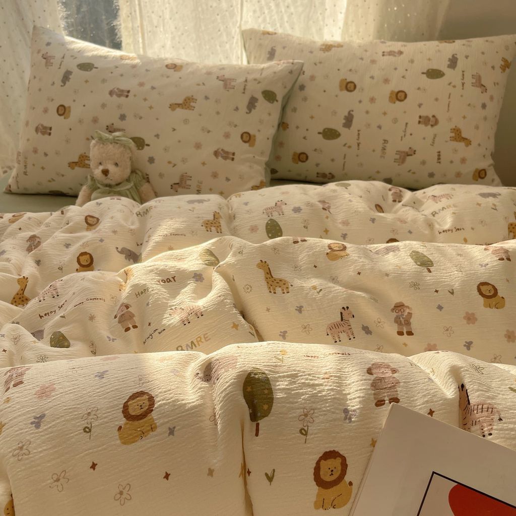 4Pcs Cotton Muslin Triple Layer | Set Cotton Linen 3 Lớp Bed Set | ID 4PCSGACCT17