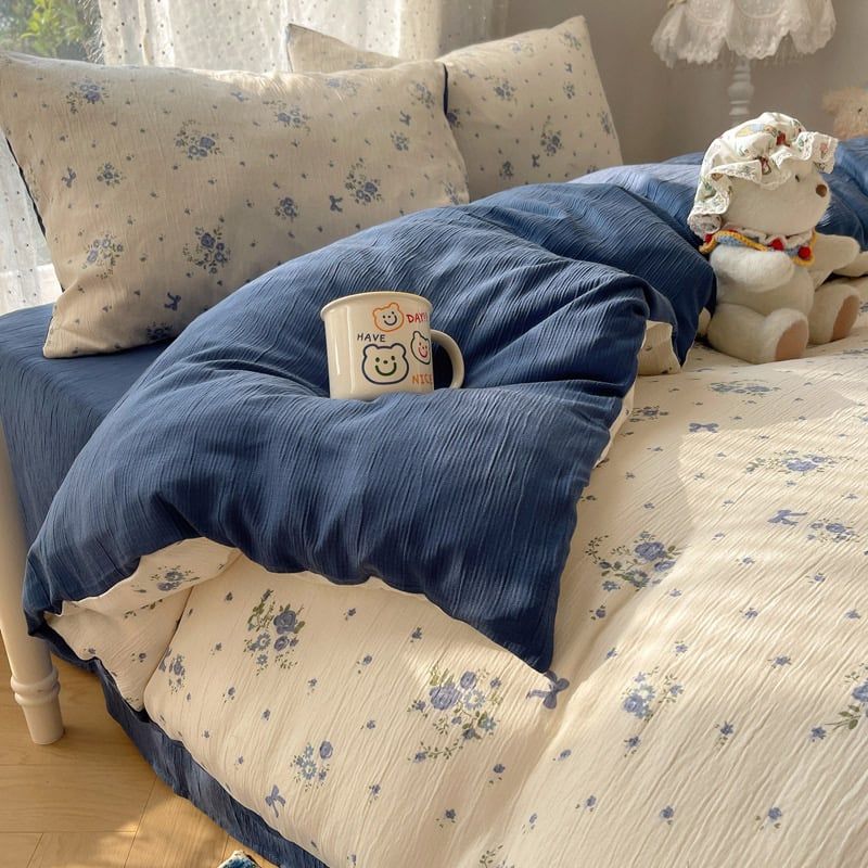 4Pcs Cotton Muslin Triple Layer | Set Cotton Linen 3 Lớp Bed Set | ID 4PCSGACCT16