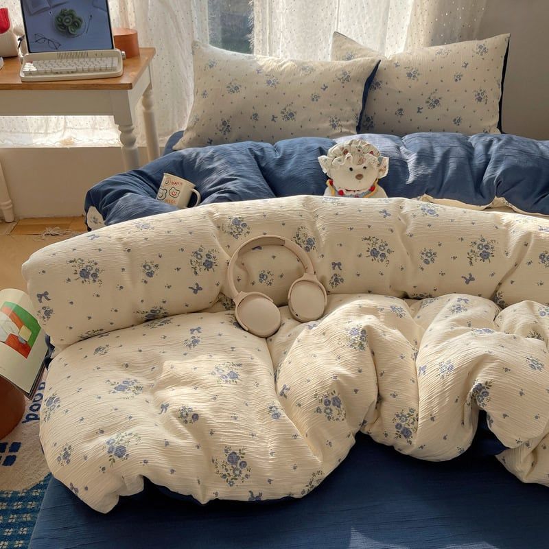 4Pcs Cotton Muslin Triple Layer | Set Cotton Linen 3 Lớp Bed Set | ID 4PCSGACCT16