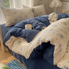 4Pcs Cotton Muslin Triple Layer | Set Cotton Linen 3 Lớp Bed Set | ID 4PCSGACCT16