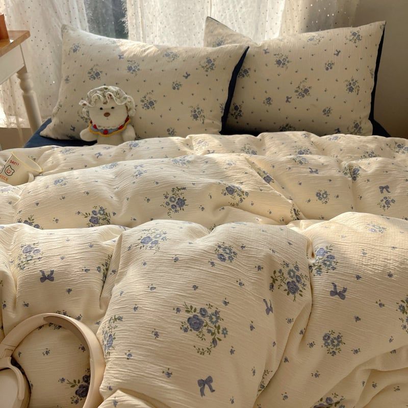 4Pcs Cotton Muslin Triple Layer | Set Cotton Linen 3 Lớp Bed Set | ID 4PCSGACCT16