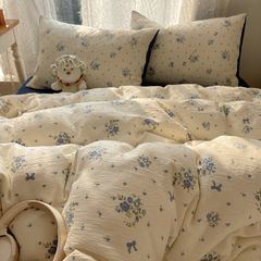4Pcs Cotton Muslin Triple Layer | Set Cotton Linen 3 Lớp Bed Set | ID 4PCSGACCT16