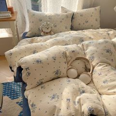 4Pcs Cotton Muslin Triple Layer | Set Cotton Linen 3 Lớp Bed Set | ID 4PCSGACCT16