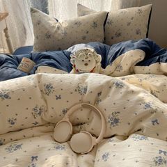 4Pcs Cotton Muslin Triple Layer | Set Cotton Linen 3 Lớp Bed Set | ID 4PCSGACCT16