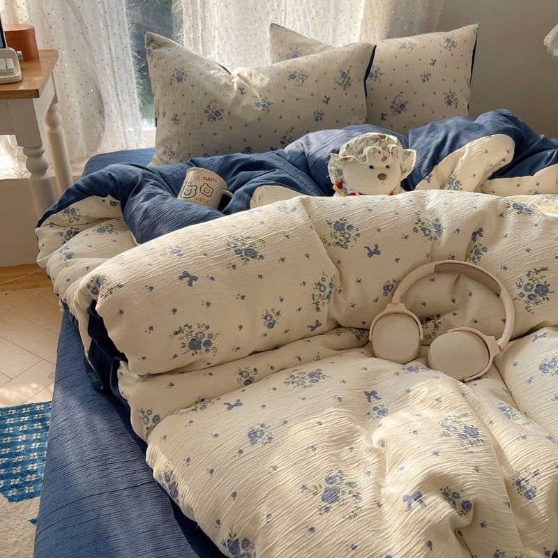 4Pcs Cotton Muslin Triple Layer | Set Cotton Linen 3 Lớp Bed Set | ID 4PCSGACCT16