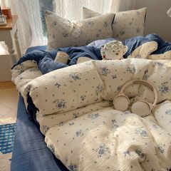 4Pcs Cotton Muslin Triple Layer | Set Cotton Linen 3 Lớp Bed Set | ID 4PCSGACCT16