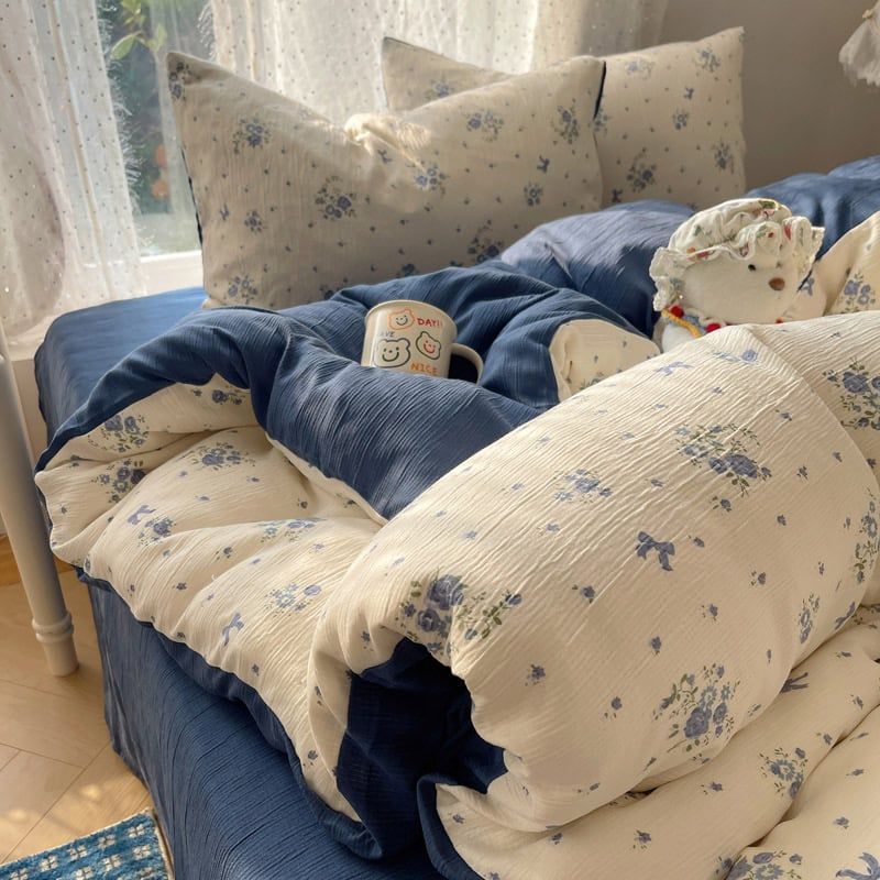 4Pcs Cotton Muslin Triple Layer | Set Cotton Linen 3 Lớp Bed Set | ID 4PCSGACCT16