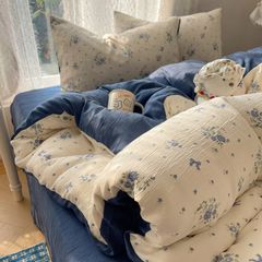 4Pcs Cotton Muslin Triple Layer | Set Cotton Linen 3 Lớp Bed Set | ID 4PCSGACCT16