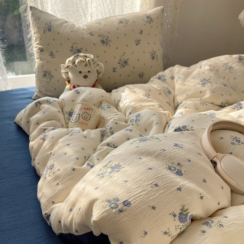 4Pcs Cotton Muslin Triple Layer | Set Cotton Linen 3 Lớp Bed Set | ID 4PCSGACCT16