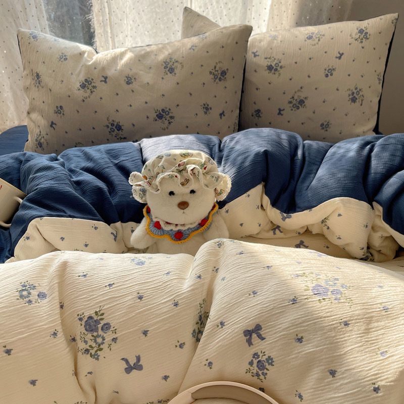 4Pcs Cotton Muslin Triple Layer | Set Cotton Linen 3 Lớp Bed Set | ID 4PCSGACCT16