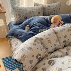 4Pcs Cotton Muslin Triple Layer | Set Cotton Linen 3 Lớp Bed Set | ID 4PCSGACCT15