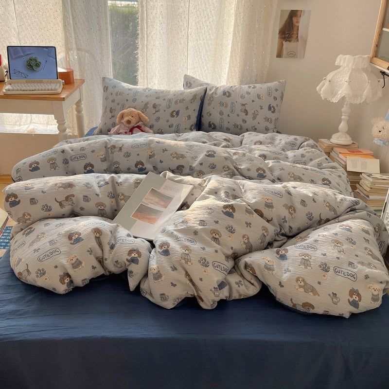 4Pcs Cotton Muslin Triple Layer | Set Cotton Linen 3 Lớp Bed Set | ID 4PCSGACCT15