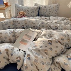 4Pcs Cotton Muslin Triple Layer | Set Cotton Linen 3 Lớp Bed Set | ID 4PCSGACCT15