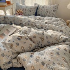 4Pcs Cotton Muslin Triple Layer | Set Cotton Linen 3 Lớp Bed Set | ID 4PCSGACCT15