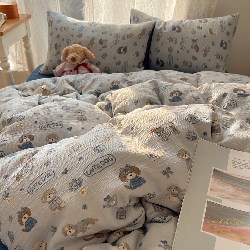 4Pcs Cotton Muslin Triple Layer | Set Cotton Linen 3 Lớp Bed Set | ID 4PCSGACCT15