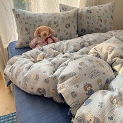 4Pcs Cotton Muslin Triple Layer | Set Cotton Linen 3 Lớp Bed Set | ID 4PCSGACCT15