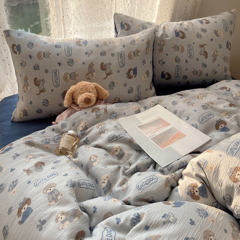 4Pcs Cotton Muslin Triple Layer | Set Cotton Linen 3 Lớp Bed Set | ID 4PCSGACCT15