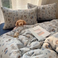 4Pcs Cotton Muslin Triple Layer | Set Cotton Linen 3 Lớp Bed Set | ID 4PCSGACCT15