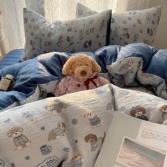 4Pcs Cotton Muslin Triple Layer | Set Cotton Linen 3 Lớp Bed Set | ID 4PCSGACCT15