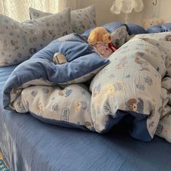 4Pcs Cotton Muslin Triple Layer | Set Cotton Linen 3 Lớp Bed Set | ID 4PCSGACCT15
