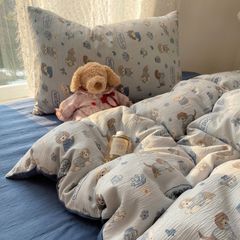 4Pcs Cotton Muslin Triple Layer | Set Cotton Linen 3 Lớp Bed Set | ID 4PCSGACCT15