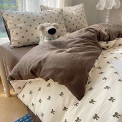 4Pcs Cotton Muslin Triple Layer | Set Cotton Linen 3 Lớp Bed Set | ID 4PCSGACCT04