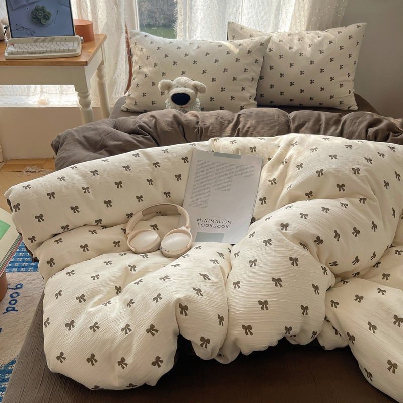 4Pcs Cotton Muslin Triple Layer | Set Cotton Linen 3 Lớp Bed Set | ID 4PCSGACCT04