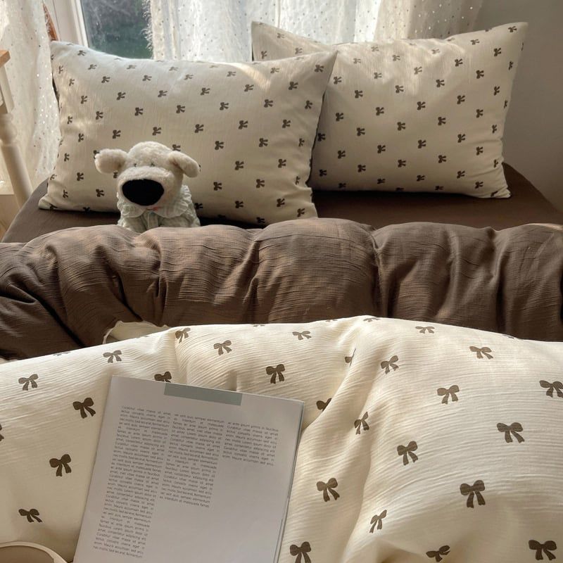 4Pcs Cotton Muslin Triple Layer | Set Cotton Linen 3 Lớp Bed Set | ID 4PCSGACCT04