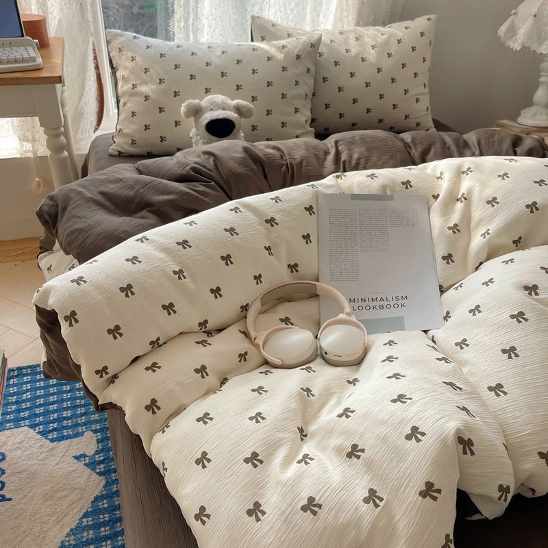 4Pcs Cotton Muslin Triple Layer | Set Cotton Linen 3 Lớp Bed Set | ID 4PCSGACCT04