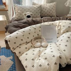 4Pcs Cotton Muslin Triple Layer | Set Cotton Linen 3 Lớp Bed Set | ID 4PCSGACCT04