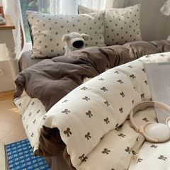 4Pcs Cotton Muslin Triple Layer | Set Cotton Linen 3 Lớp Bed Set | ID 4PCSGACCT04