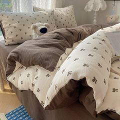 4Pcs Cotton Muslin Triple Layer | Set Cotton Linen 3 Lớp Bed Set | ID 4PCSGACCT04