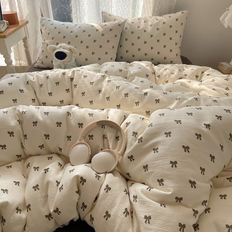 4Pcs Cotton Muslin Triple Layer | Set Cotton Linen 3 Lớp Bed Set | ID 4PCSGACCT04